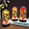 1Pcs LED Light Foil Flower In Acrylic Cover Rose Artificial Flower Acrylic Cover Decor Wedding Valentine's Day Mother's Gift