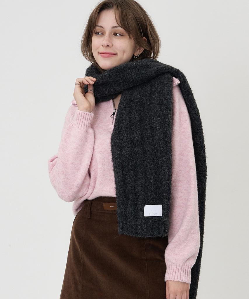 THE-ABON Soft Curly Scarf Ivory