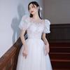 White Evening Dress Women's 1011 New Summer Banquet Temperament Tutu Skirt Birthday Host Dignified Atmosphere Dress