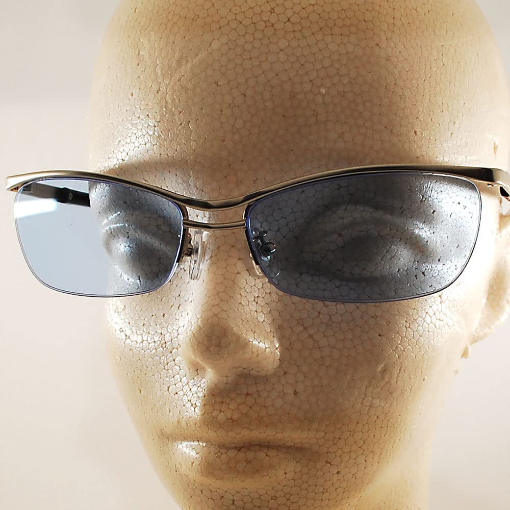 Bad Boy Look, Light Blue Lenses, UV Protection, Silver Metal Frame, Slightly Bad BoyTough Guy Style Sunglasses (2002-3)