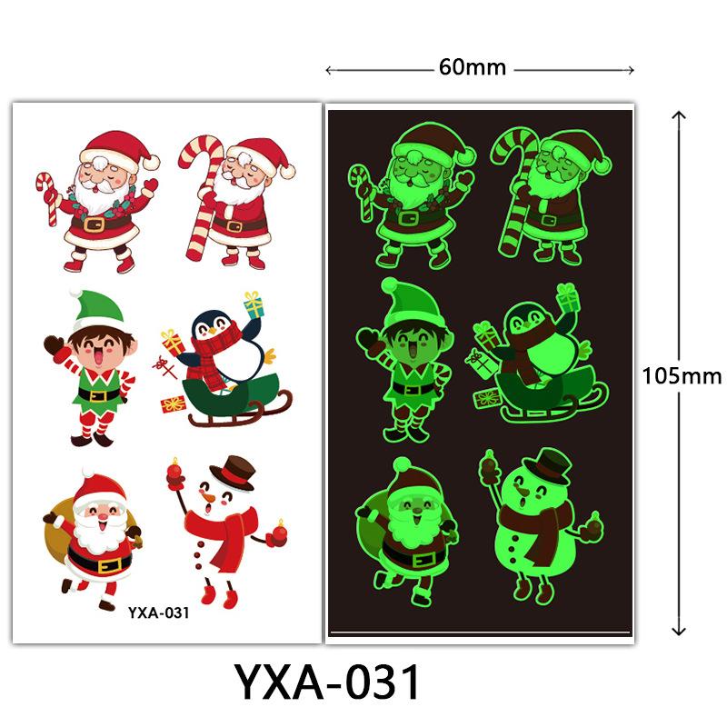 Christmas Luminous Tattoo Sticker Glowing Waterproof Sweat Cute Cartoon Holiday Party Temporary Sticker