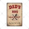 Dad's BBQ Party Metal Tin Plaque Retro Tin Signs Barbecue Rules Slogan Plate Vintage Grill Poster Yard Garden Kitchen Wall Decor