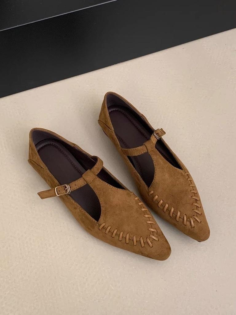 French British Style Women's Shoes, Suede Mary Jane Shoes, 2025 Fall/winter New Soft-soled Shoes, Retro Single Shoes, Flat Shoes