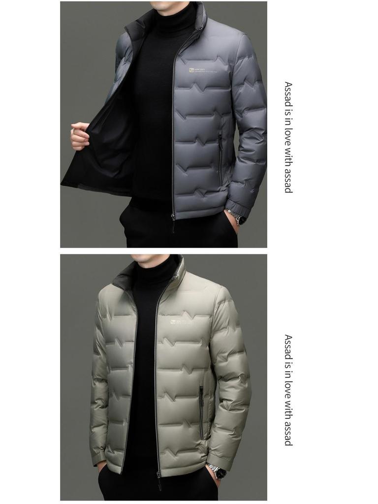 Romon Men's 2025 Stand-Up Collar Down Jacket - High-End, Versatile Business Casual Coat for Spring & Autumn.