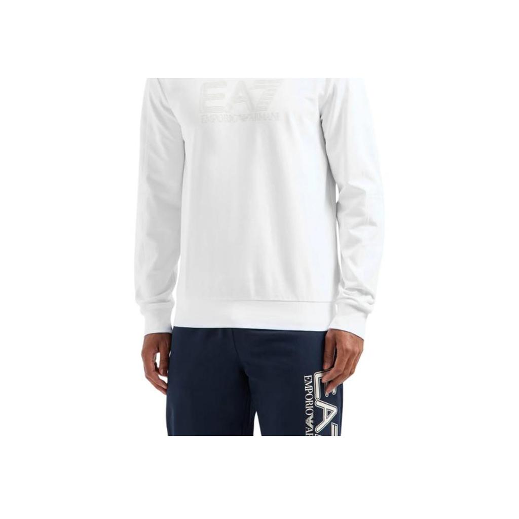 Emporio Armani EA7 FW24 Letter Number Logo Print Crew Neck Long Sleeve Sweatshirt Men sweatshirt White 6DPM60-PJVRZ-1100