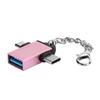 2PCS Aluminium Alloy Shell 2 In 1 OTG Converter USB 3.0 to Micro USB Type C Adapter with Chain for AndroidRose Gold