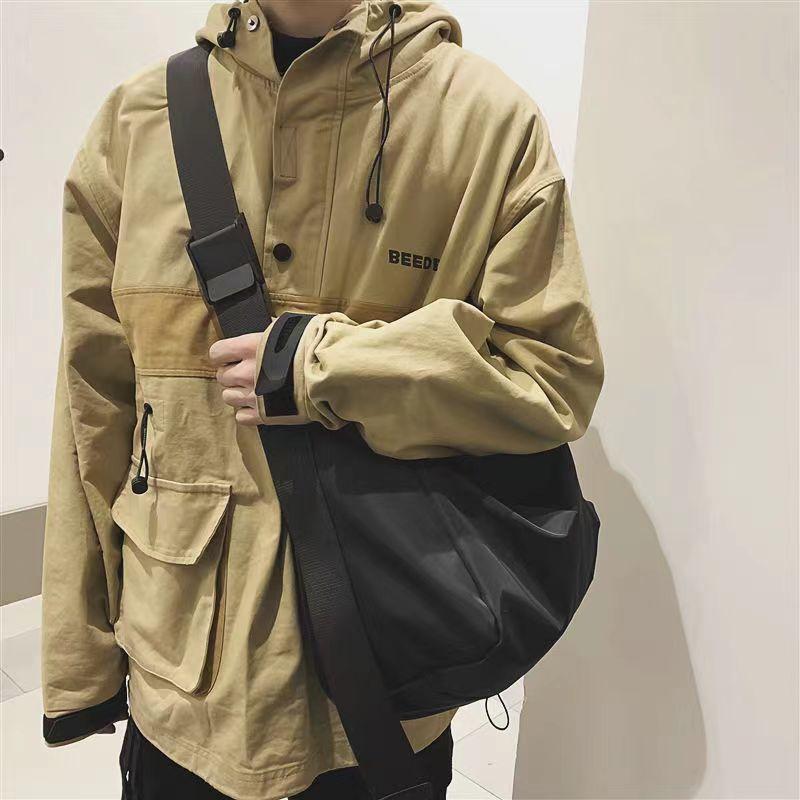 Waterproof Men's Satchel Simple Messenger Bag Ins Trendy Brand Large Capacity Backpack Women's Trend Japanese Casual Shoulder Bag