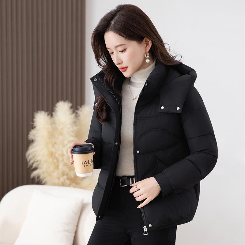 Women’s Short Windproof Thicken Warm Winter Jacket With Detachable Hood