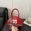 Bag women's new bowling bag fashionable oily leather splicing contrasting color digital decoration portable women's handbag
