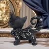 Mystical Black Cat Statue Halloween Decoration Elegant Accented Kitten Sculpture Intricate Gothic Home Decor Enchanting Figurine