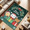 1pc Christmas Themed Rug, Three Happy Kittens and Christmas Gifts Print, Bedside Carpet, Non slip Laundry Room Mat, Machine Washable Water A