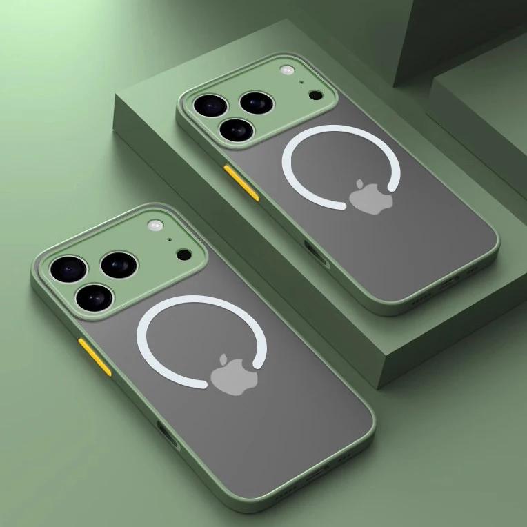 Matte Magsafe Magnetische Handyhülle für iPhone 16 15 14 13 12 11 Pro Max 17 Air PC Hart Drahtloses Laden Anti-Fingerabdruck Abdeckung