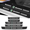 SJCJ6 for Skoda Car Door Threshold Protector Carbon Fiber Style Sticker Kodiaq Fabia Kamiq Karoq A5 A7 Rapid Scala Yeti Scala Octavia