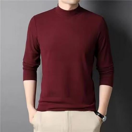 

Мужская футболка со средним вырезом и длинным рукавом: Повседневный, универсальный, однотонный свитер с высоким воротом для осени и зимы XL