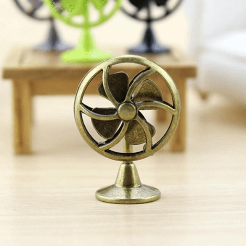 1:12 Scale Dollhouse Electric Fan Retro Mini Fan Model Miniature Doll Fan Furniture  DIY Toy