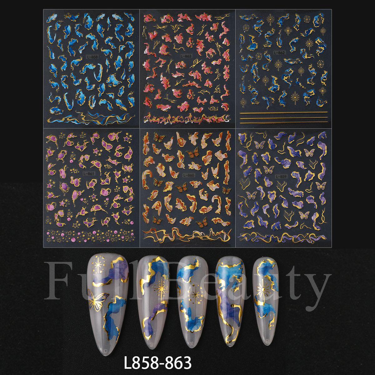 New Nail Art Sticker Set Smudged Marble Bronzing Nail Art Sticker Set