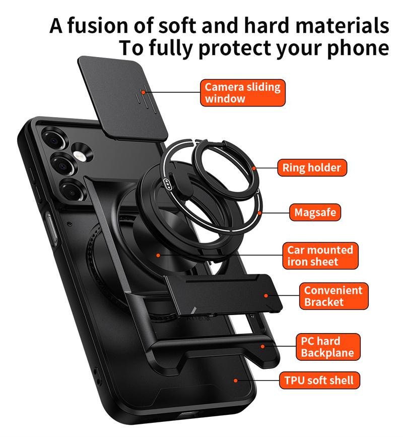 Panzer Hülle für Samsung Galaxy A37 A56 A36 A16 A26 A06 A17 A07 A55 A35 A25 A15 5G Magnetischer Ständer Halter Ring Linsen Schutz Abdeckung