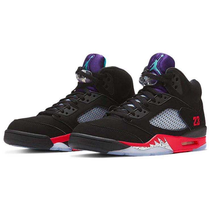 Air Jordan 5 Retro Top 3 Unisex Sneakers Multi-Color Black Fire-Red CZ1786-001