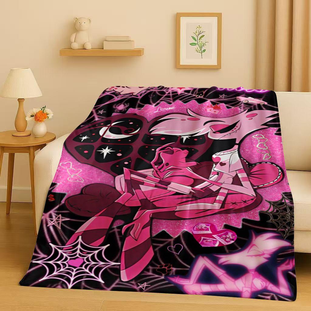 3D Cartoon H-Hazbin Hotel Angel Dust Alastor Flannel Blanket,Soft Warm Plush Throw for Home Bedroom Bed Sofa Cover Office Gift