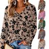 Women's V-Neck Long Sleeve Floral Print Blouse Lightweight Spring Summer Top