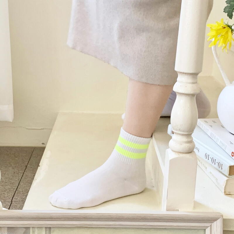 [10-Pair Set] Women's Fluorescent Line Kava Socks