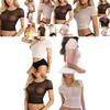 Womens Fashion See Through Mesh Sheer Tank Crop Top Vest Tshirt Blouse Tops Tee