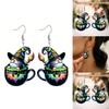 Halloween Themed Tea Cup Wizard Pattern Women Acrylic Earrings For Festive Dress Up