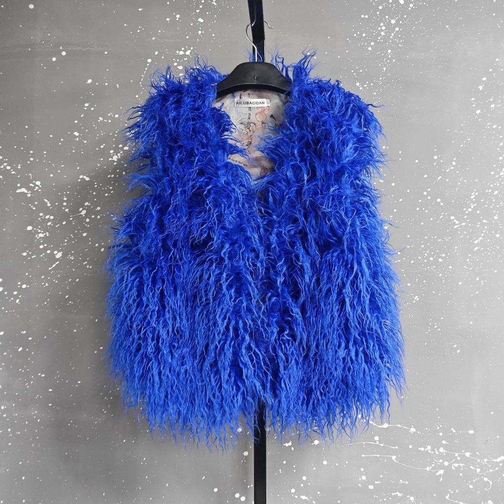 Autumn Winter Eco-Friendly Fur Women's Vest Artificial Fur Lamb Wool Warm Sleeveless Coat Clothing
