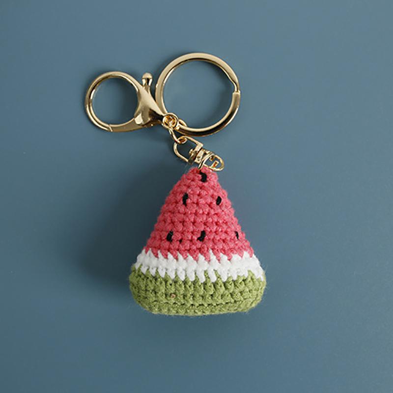 Sweet Hand-Woven Watermelon Pendant Keychain Cartoon Bag Hanging Decoration Car Keychain Bag Decoration Accessories Gifts