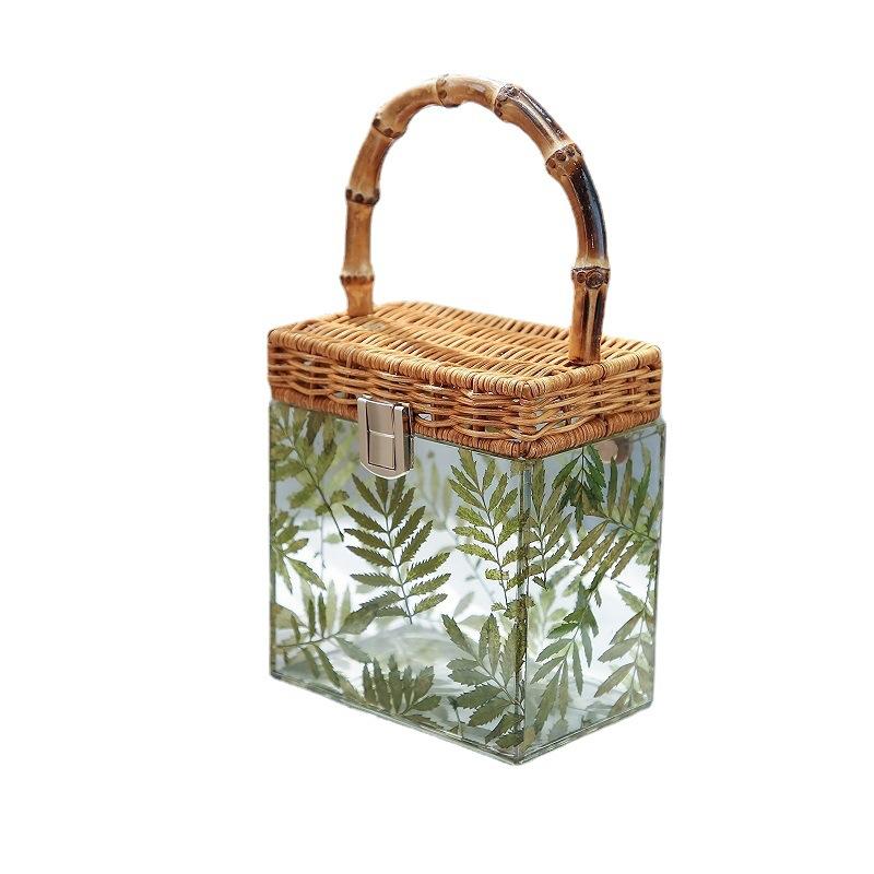 Women Bag  Summer Transparent Acrylic Shoulder Bag With Bamboo Handle For Women Unique And Luxurious