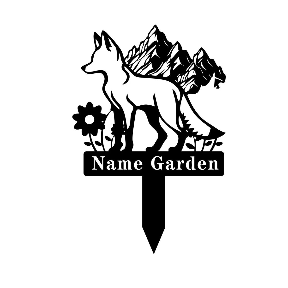 

Whimsical Fox Metal Garden Stake, Forest Animal Yard Sign, Personalized Name Stake Outdoor Decor чёрный