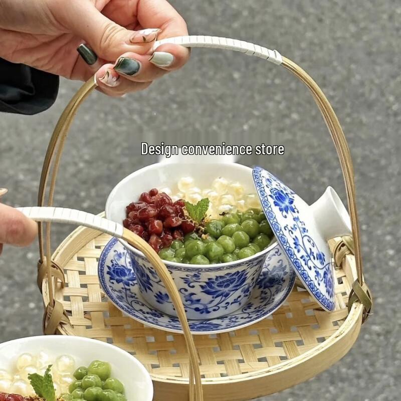 Чайная чаша с крышкой из сине-белого фарфора Zhi Shi