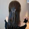 Women Hair Clip Butterflies Shape Long Tassel Hollow Out Rhinestone Faux Pearl Hair Decoration Photograph Prop Anti-slip Bride Lady