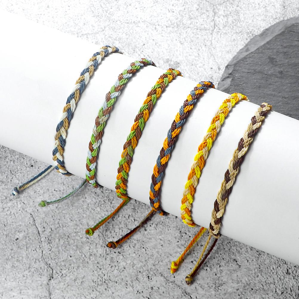 Tibetan Buddhist Braided Bracelets Trendy Mixed Waterproof Wax Thread Handmade Adjustable Bangles Jewelry Friendship Gifts