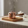 Gehamerd Koperen Theepot Handgemaakt Pure Thee Maker Ongecoat Interieur Houten