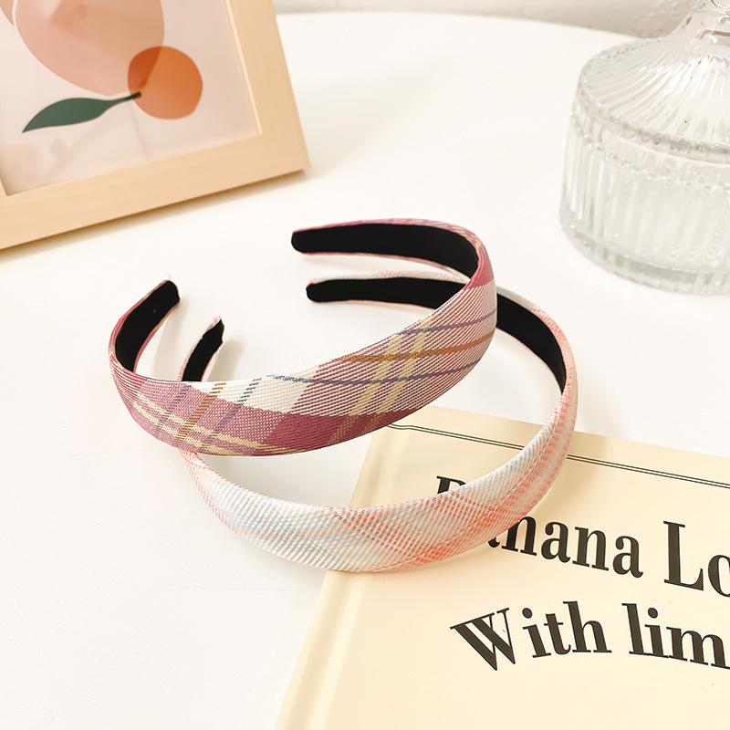 2 Stück/Set 2 cm dünner karierter Stoff-Haarreif für Frauen Mädchen tägliche Presse Haaraccessoires Koreanische JK Studentenuniform Kopfbedeckungen