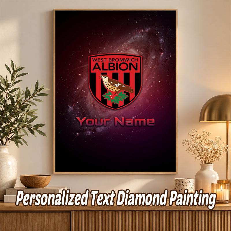West Bromwich Albion FC Custom Name Text 5D Diamond Painting Kit DIY Full Drill Diamond Art Decoration