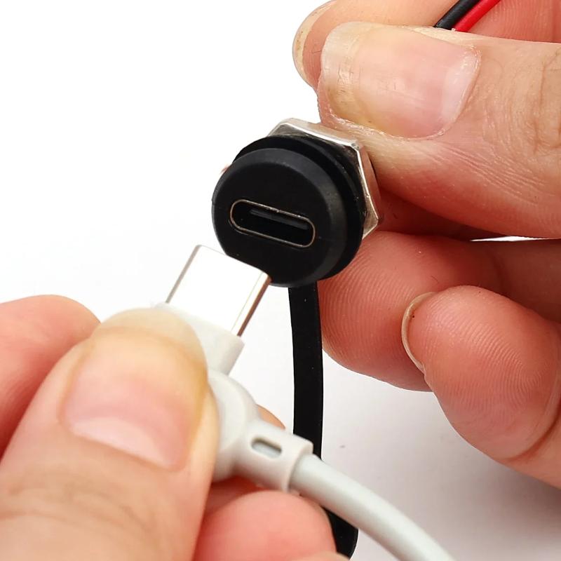 Threaded Type C Female Socket Connector Pre Soldered Wires Anticorrosion Shell For Diy Car Modification Device Repair