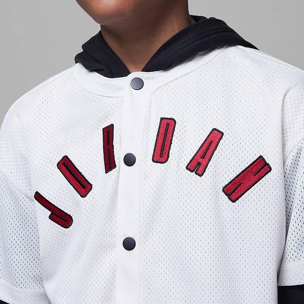 Jordan MJ Flight MVP Patchwork Hooded Letter Print Long Sleeve T-Shirt Kids Tops Sail-White FV2823-133