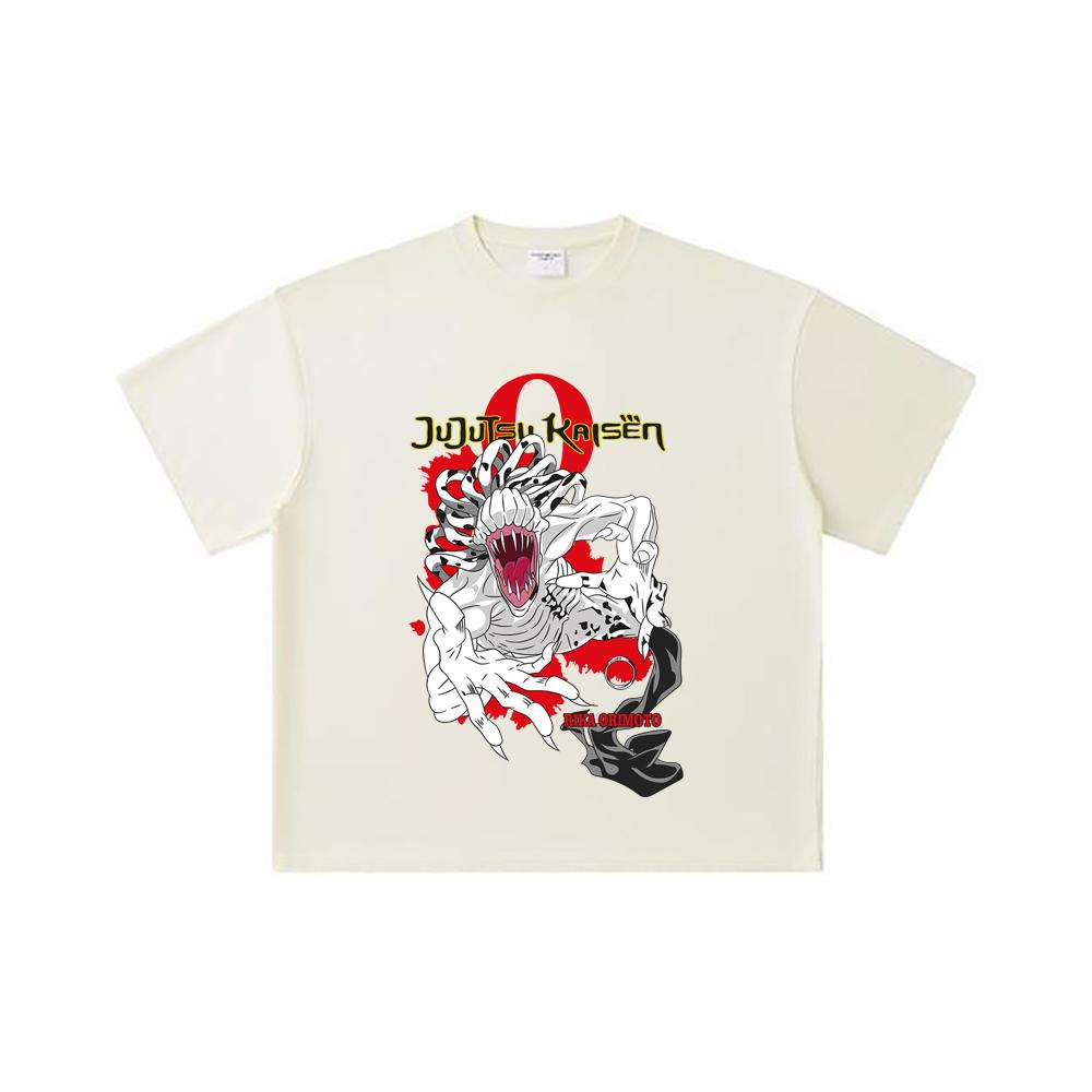 

260 GSM Double Yarn 32 Count 100% Cotton Jujutsu Kaisen V64 Rika Print Unisex Heavy Cotton T Shirt S абрикосовый