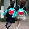 Itabagu Pupu Adorable Plush Backpack Cartoon Character with Big Mouth Smile Anime-Style Transparent Display School Bag