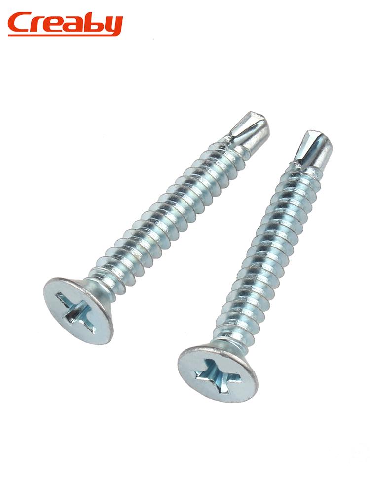 Blue-White Zinc Phillips Flat Head Self-Drilling Screws: Countersunk M3.5/M4.2/M4.8 Swallowtail Nails
