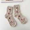 4Pairs Korean Christmas Socks Gift Set –  Winter Cozy Women’s Socks – Holiday Cute Gift Box – 3 Color Sets (Red / Beige / Blue Navy)