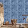 Polynesian Geometric Pattern Wallpaper Blue 50x1000