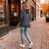 Women's Casual V-Neck Hoodie Color Pullover