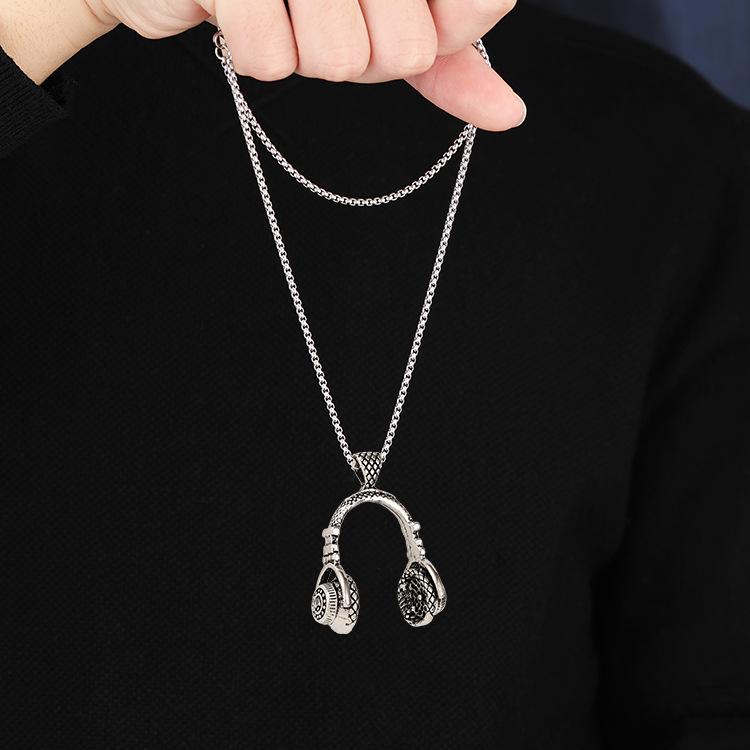 Men's Hip-Hop Titanium Steel Rock Music Pendant Necklace
