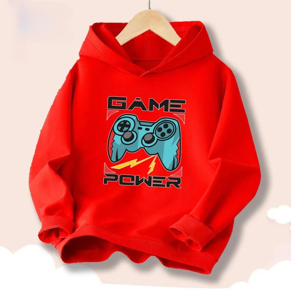 Game Pad Printed Pattern Children's Spring and Autumn Hooded Sweatshirt Outdoor Casual Fashion Warm Sweatshirt
