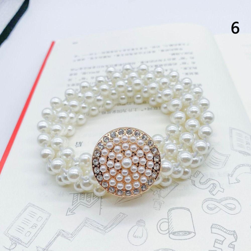 Elegant Pearl Waist Belt Elastic Waist Chain New Elastic Belt  for Women