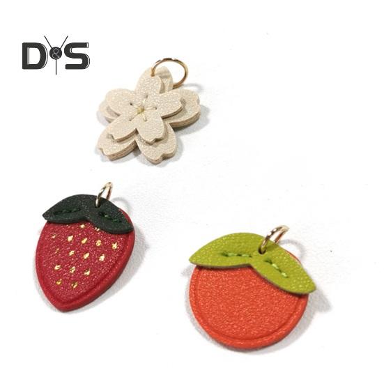 Bag Pendant Keychain Fruit Flower Leaf Shape Charm Keyring Bags Backpacks Phones Imitation Leather Keychain