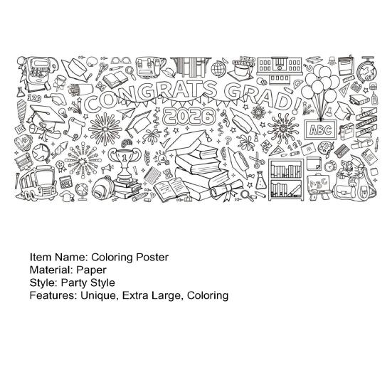 72 x 30 tommer Kjempesvær Fargeleggingsplakat for Avgangselever Stor Gratulerer med Avgang Fargeleggingsduk for Barn Barnehage Avgangsaktiviteter Festartikler